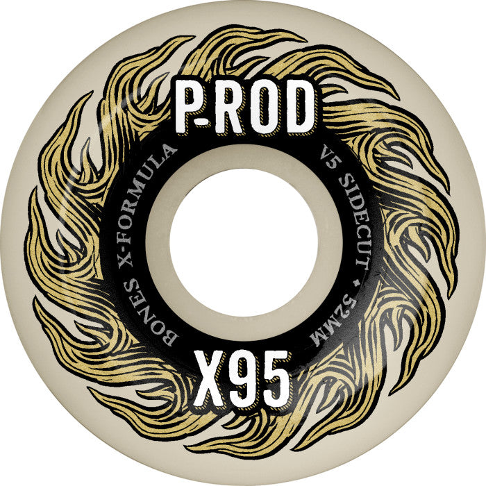 BONES WHEELS X-Formula Skateboard Wheels P-Rod Pro 52mm V5 Sidecut 95A 4pk