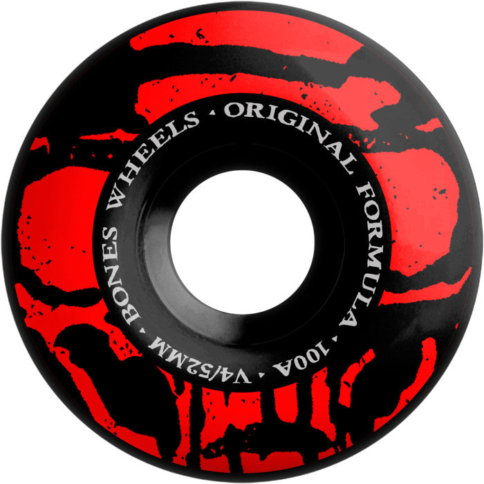 BONES WHEELS OG Formula Skateboard Wheels Mummy Skulls 52mm V4 Wide 4pk Black 100A