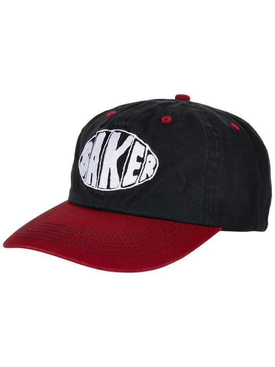 Baker Sprayed Oval Snapback Hat - (Black/Red)