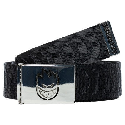 Spitfire Big Head Cut Out Jacquard Swirl Web Belt - Black