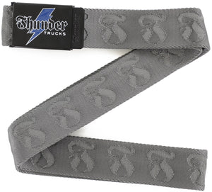 Thunder Bolt Script Jacquard Web Belt - (Grey/Black/Blue)